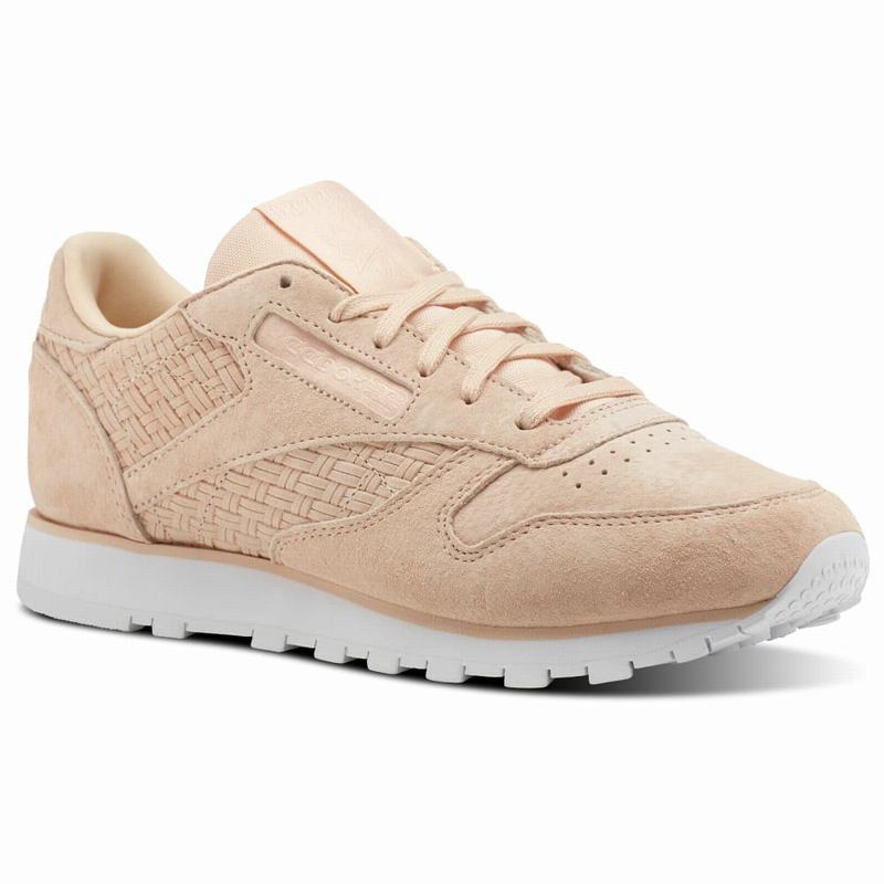 Tenisi Reebok Classic Leather Woven Emb Dama Roz/Albi Romania DI2926QL